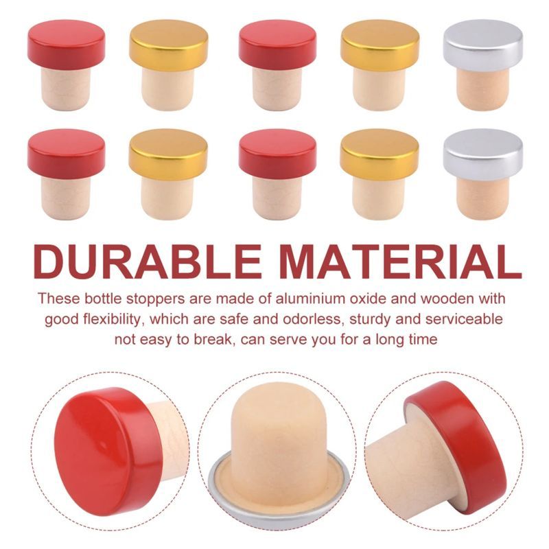 OneKlik - 5 Pcs Tutup Botol Gabus Kayu T Shape Wine Stopper Cork Wine Tutup Botol Cork Stoppers