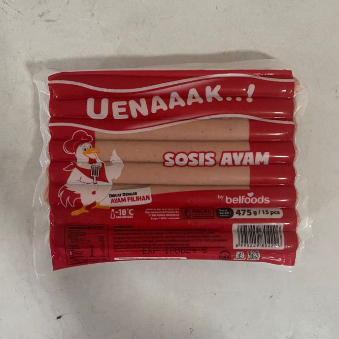 

BELFOODS SOSIS AYAM UENAAAK 475gr 15PCS - FROZEN FOOD MAKANAN BEKU