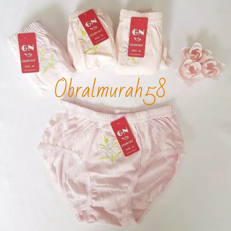 3pc CELANA DALAM GOLDENNICK BORDIR KARET BUNGKUS LEBAR//CELANA DALAM WANITA