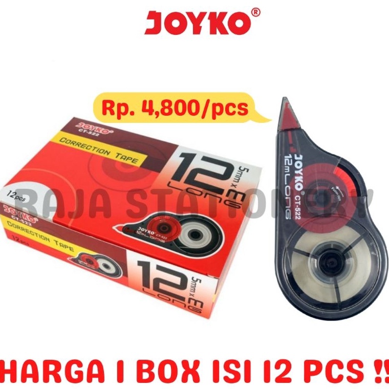 

[✏K97\] JOYKO CORRECTION TAPE 12M CT522 TIPEX KERTAS JOYKO TIPX TIP X CT-522 1 BOX [12PCS] Promo Terpopuler