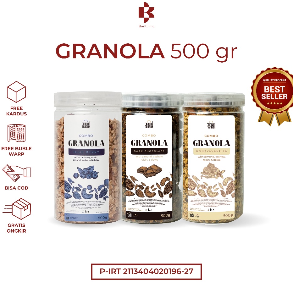 

[KODE BQBQH] Granola Timur Tengah 500 Gram - Granolabo Premium Timur Tengah Oatmeal