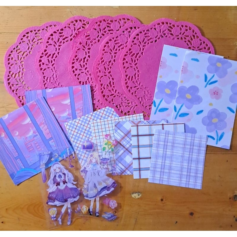 

16 Pcs Kertas Scrapbook Jurnal Tema Ungu