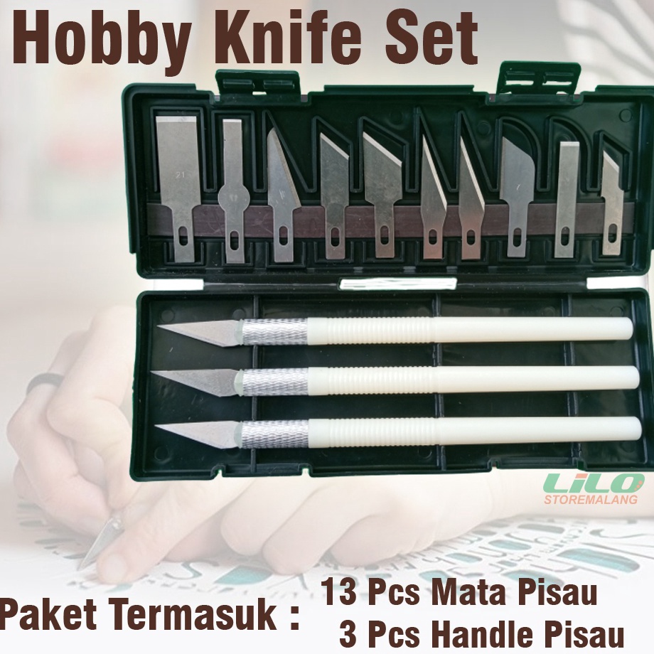 

[KODE NNNM0] Pisau Cutter Ukir Art Craft Carving Hobby Knife Set 13 Pcs L140