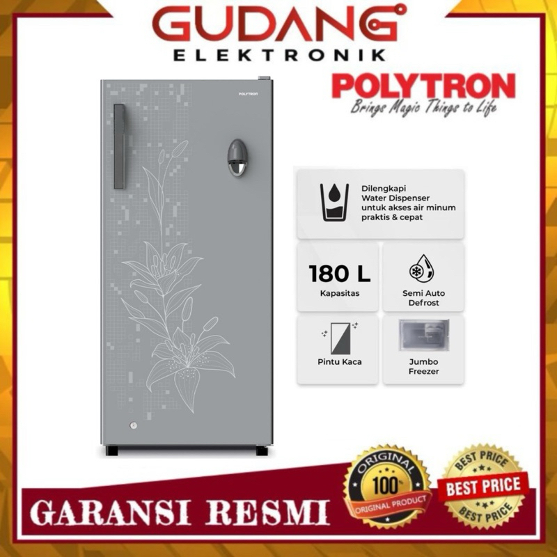 KULKAS 1 PINTU POLYTRON PRD-18JR KULKAS POLYTRON PRS 18 JS DOOR DISPENSER