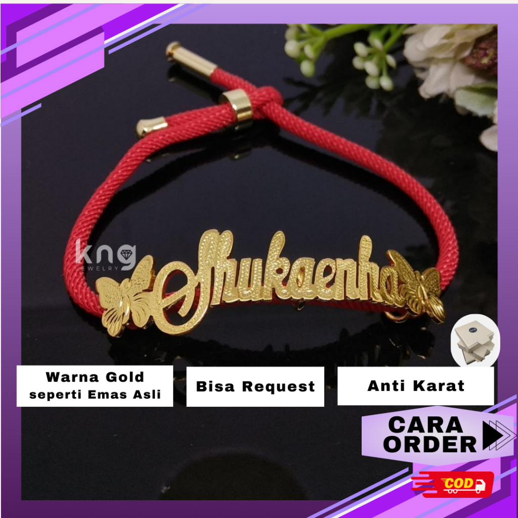 COD - GELANG NAMA TALI SERUT TITANIUM GOLD/SILVER GRAFIR