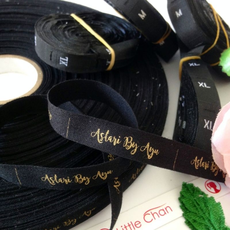 

Label katun hitam 1,3 cm 1/2 inch