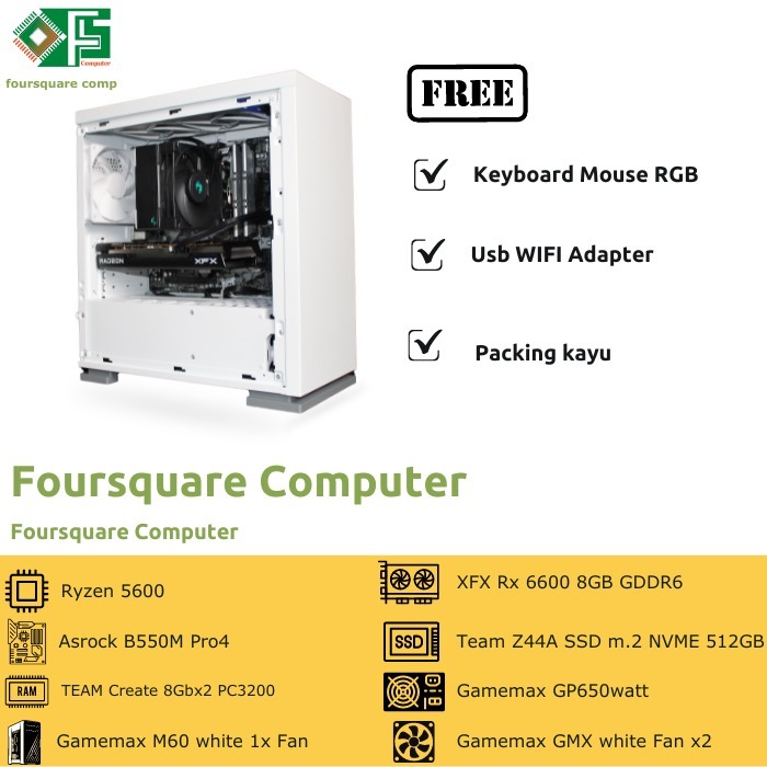 PC Gaming AMD Ryzen 5 5600 With XFX Radeon RX 6600 8GB Resmi