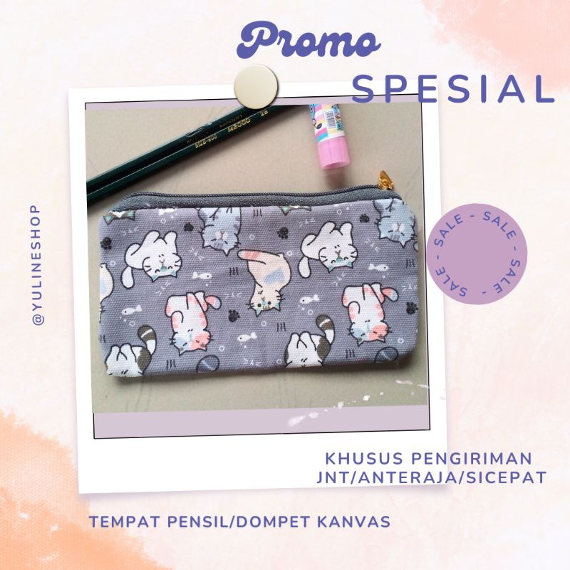 

Tempat pensil / dompet kanvas motif kucing London murah