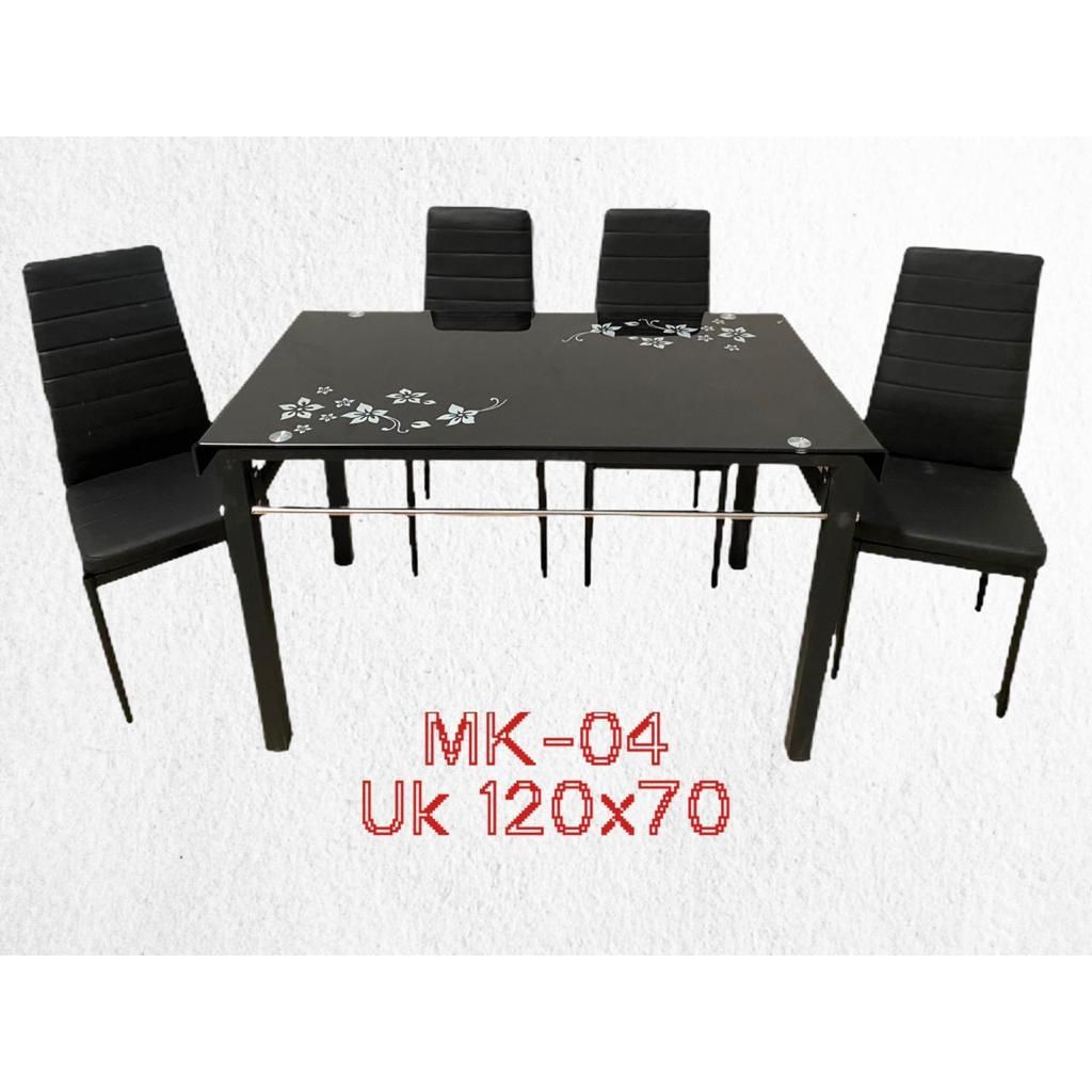 Meja makan kaca mewah 4 person