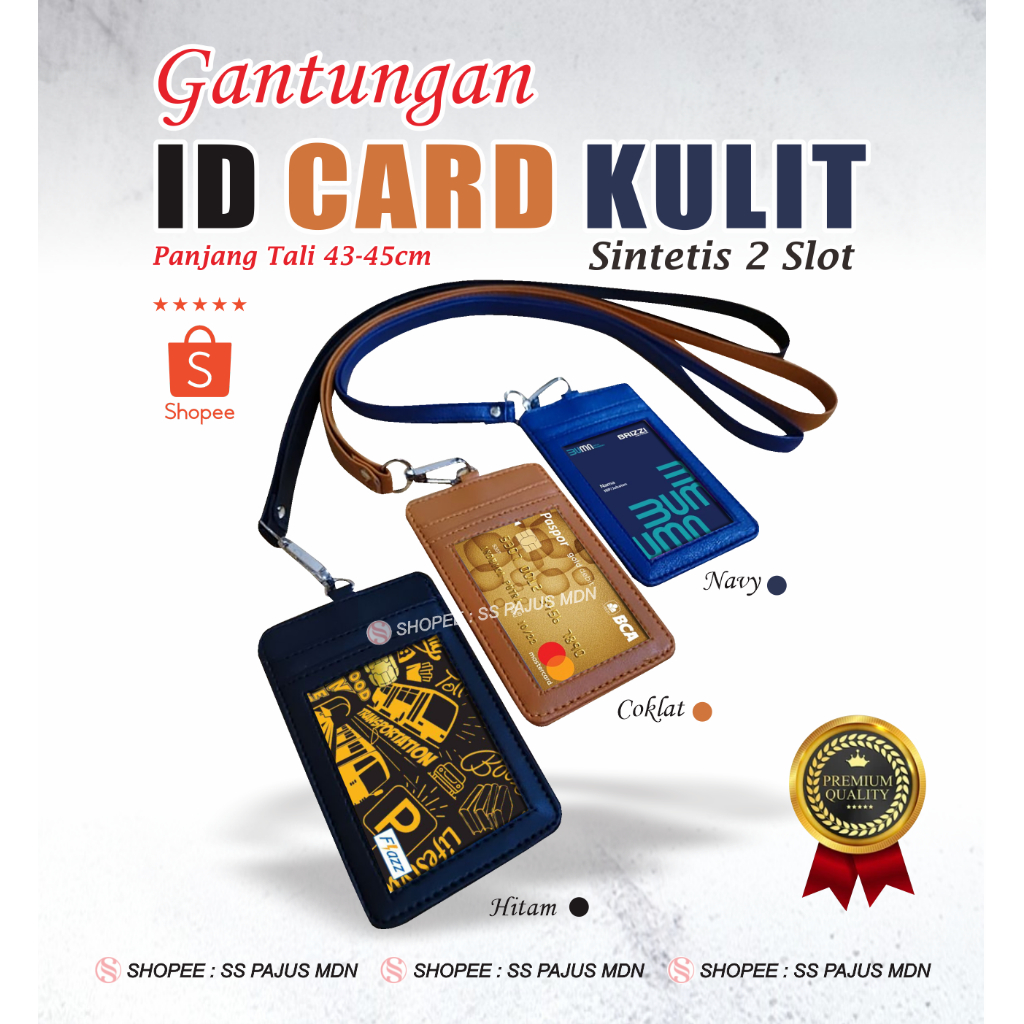 

Name Tag ID Card Holder Kulit Lanyard Termurah Berkualitas PU Leather Lanyard NameTag ID Card Holder