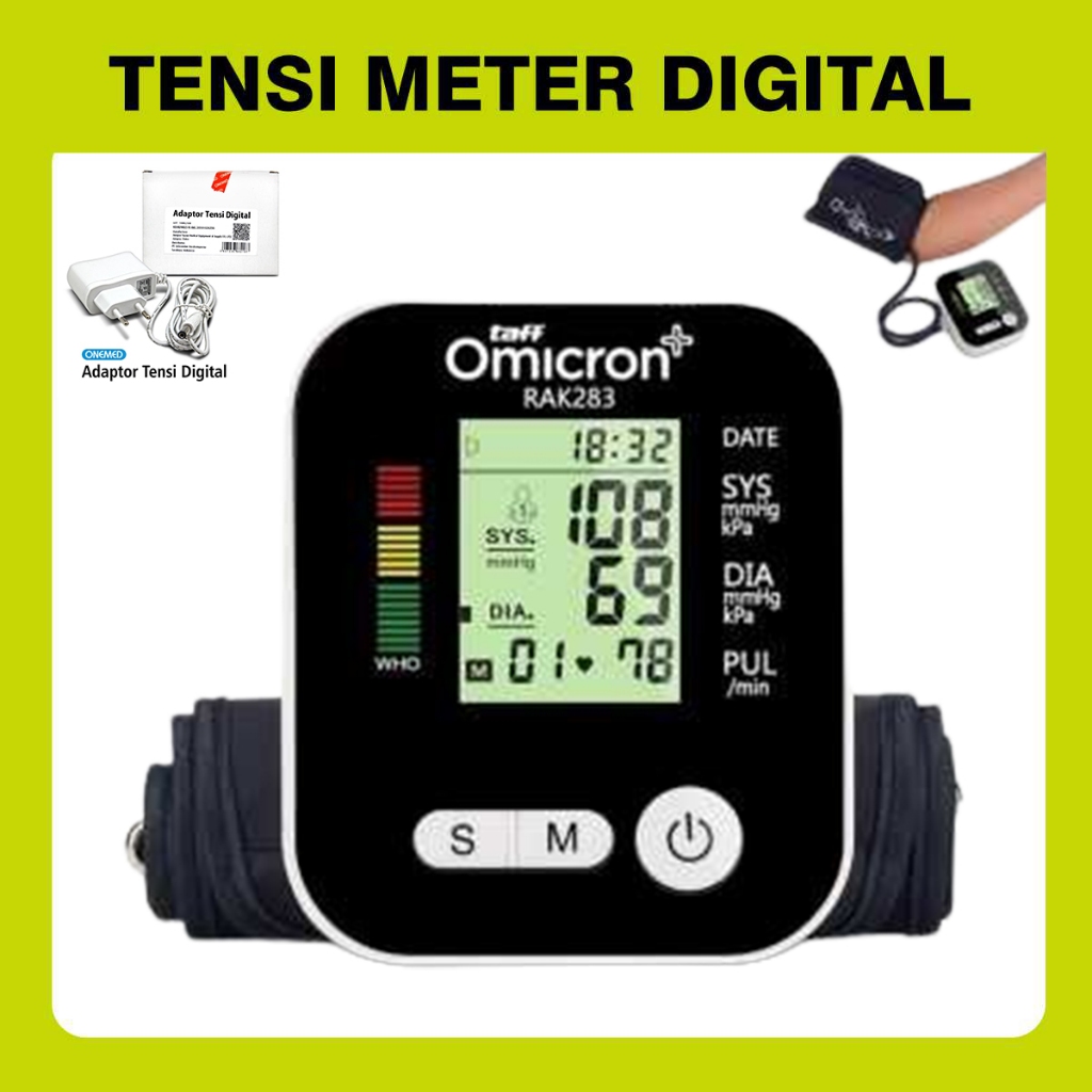 Alat Cek Tensi Darah Digital TaffOmicron Pengukur Tekanan Darah Tensimeter Blood Pressure Voice - RAK-283 - White