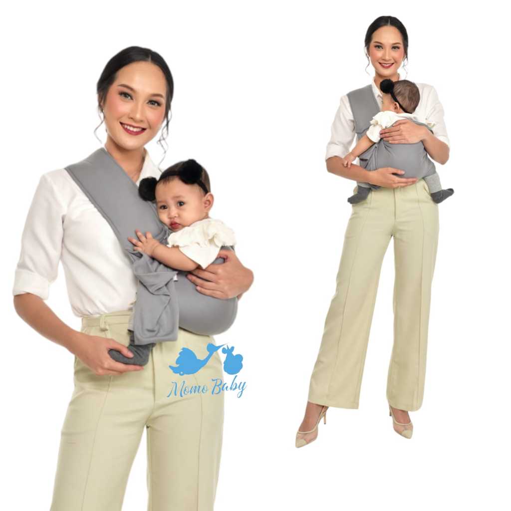 Moms Baby Gendongan Kaos ( Geos ) 4 in 1 + Pouch Berat Bayi Max 15kg - Gendongan Bayi Mom's Baby Uku