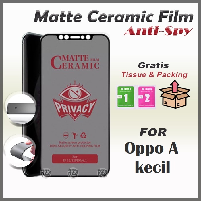 Tempered glass full privacy CERAMIC anti SPY OPPO A3S A5 A9 A7 A5S A11 A12 A12s A12E A11K A32 A33 A3