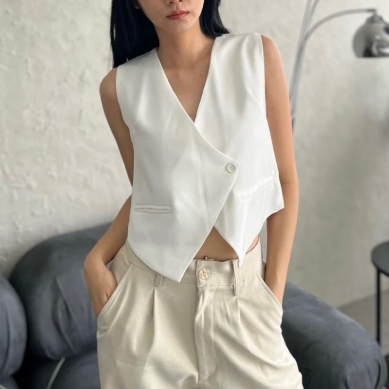 CR-Vest Sleeveless Top V Neck Halter | Rompi Wanita