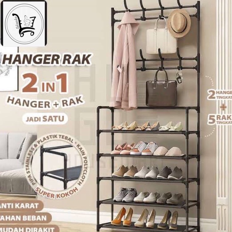 KODE DAZ609 [JR-06] RAK GANTUNGAN BAJU HANGER SERBAGUNA TAS STAND HANGER RAK SEPATU PENYIMPANAN TOPI