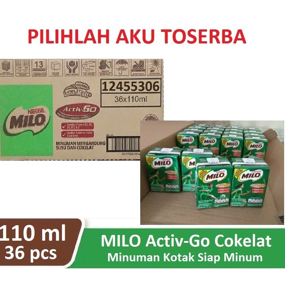 

Produk Susu Milo Kotak Coklat ACTIVE GO UHT - ukuran 115 ml MENJADI 110 ml (1 dus isi 36)