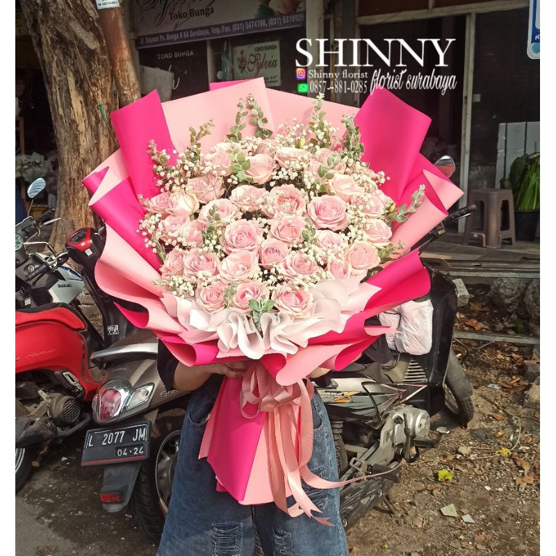 PINKY BUKET JUMBO/BUKET BUNGA MAWAR JUMBO/BOUQUET BUNGA ASLI SURABAYA
