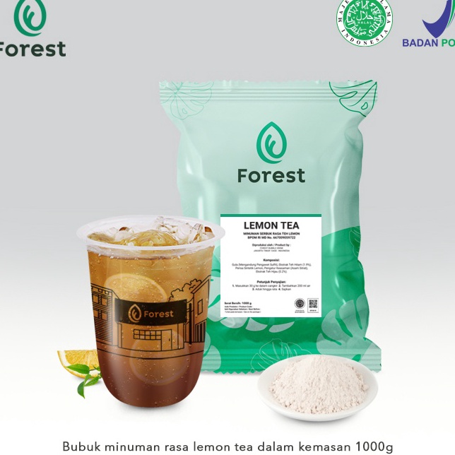 

Ready Bubuk Minuman LEMON TEA Powder 1000g - FOREST Bubble Drink