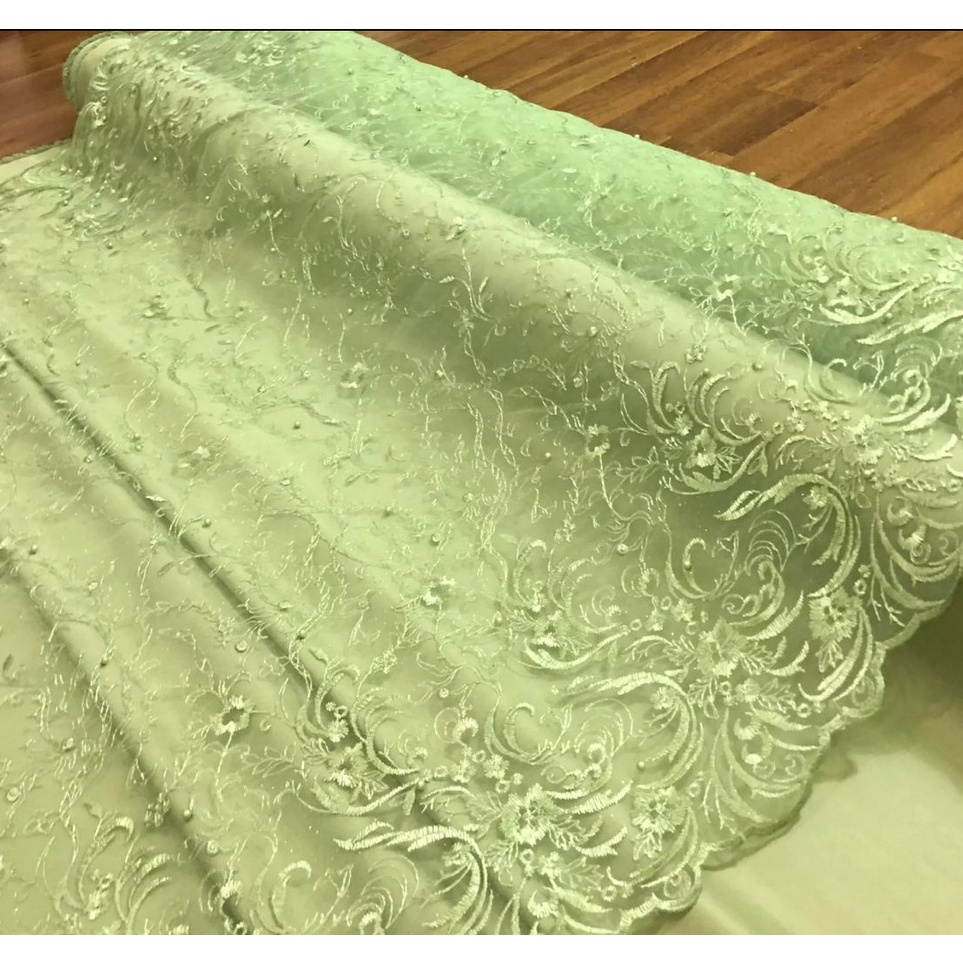 ↑❂❉ Kain Tile Mutiara Double renda / bahan Tile renda / Bahan Kebaya / Kain Tile / Kain Tile Mutiara