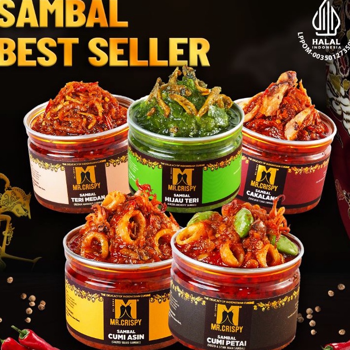 

Stock Banyak Sambal Cumi Asin/Pete/Bajak Ebi/Teri Medan Sambel Mr.Crispy