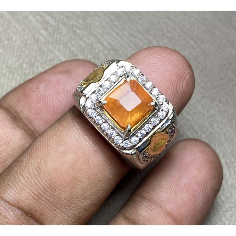 batu yellow safir africa ring natural yellow sapphire corundum