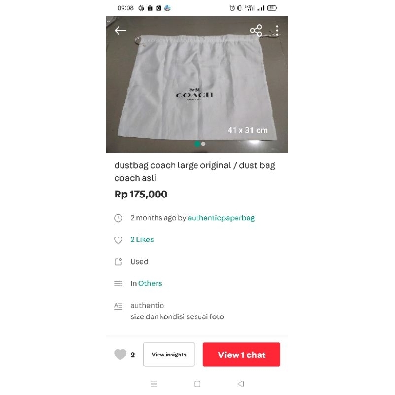 dustbag coach / dust bag coach original