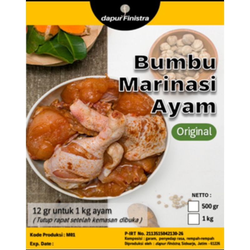 

bumbu marinasi fried chicken - bumbu ayam geprek dapur finistra 1 kg