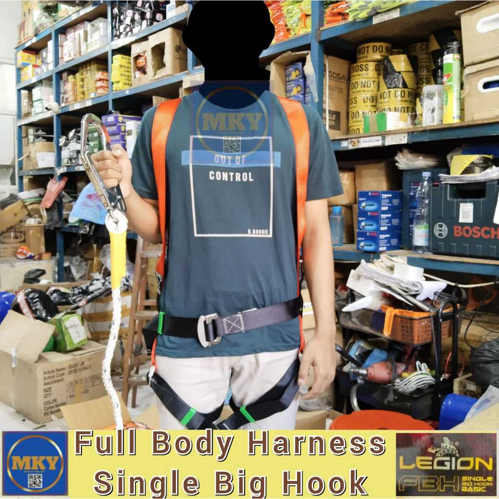 Safety Full Body Harness + Single Big Hook / Sabuk Pengaman Big Hook / FULL BODY HARNESS SINGLE BIG 