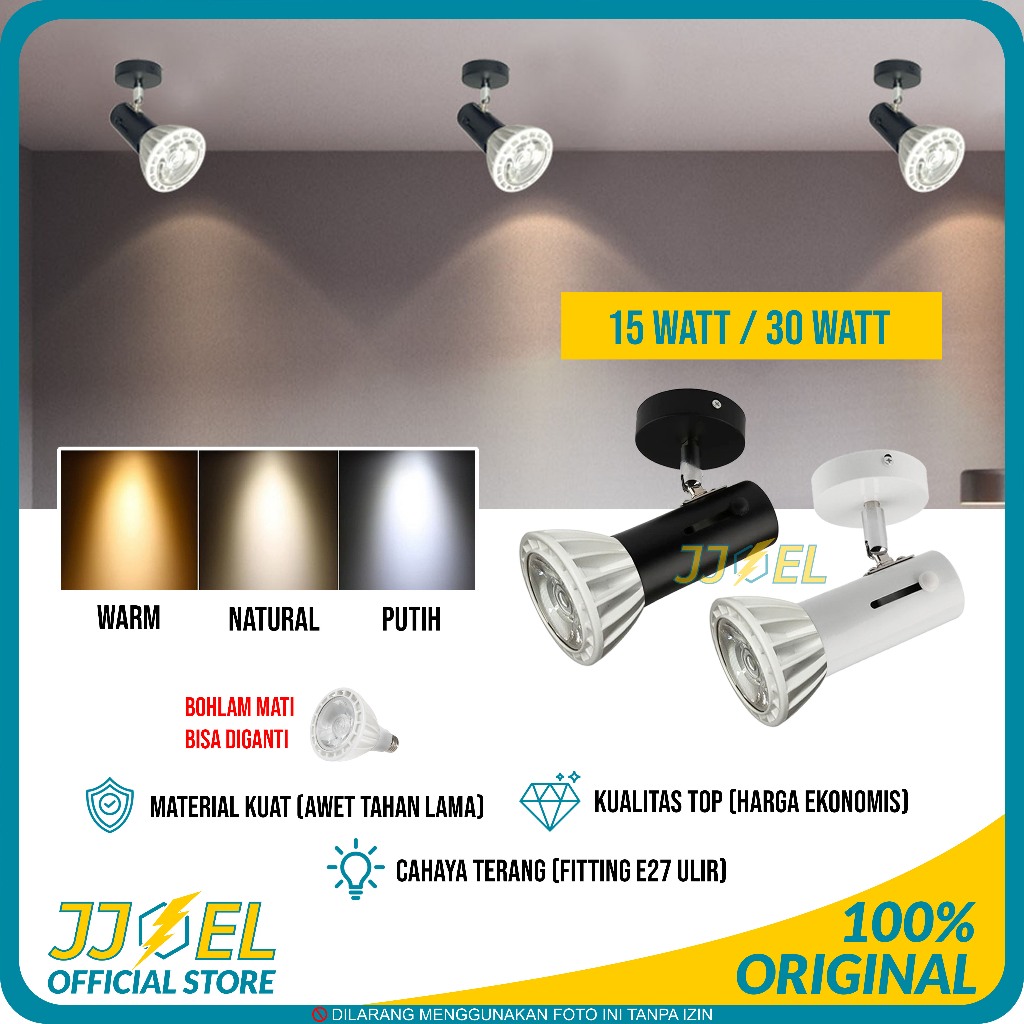 Spotlight LED Tempel Plafon 3W 5W 7W 15W 35W - Lampu Sorot E27 Bohlam Mudah Diganti