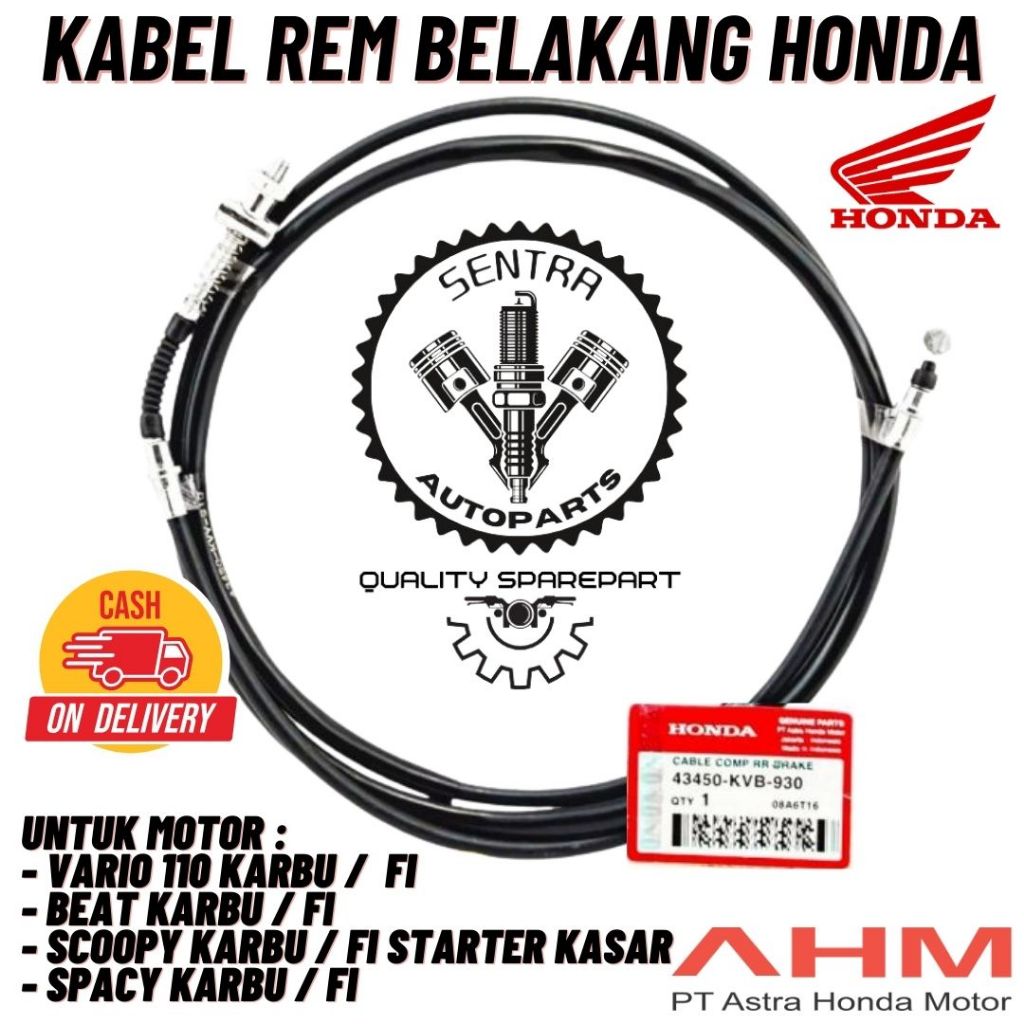 ORIGINAL AHM KABEL TALI  REM BELAKANG HONDA VARIO 110 BEAT SCOOPY SPACY