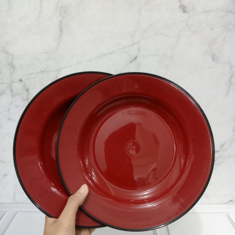PIRING KUDO MERAH/ PIRING MAKAN PLASTIK