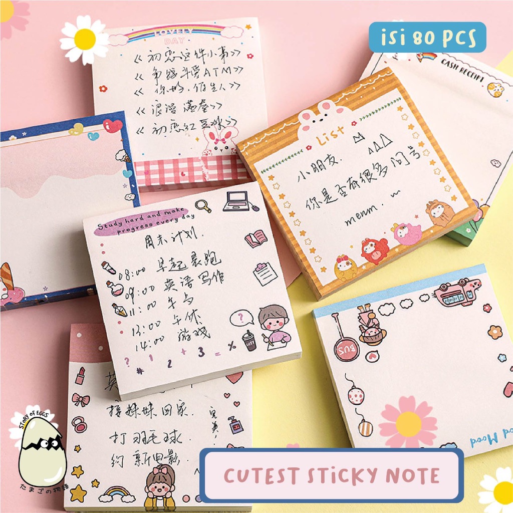

Cute Character Sticky Note 80 Lembar Kertas tempel Memo Penanda buku premium Buku notepad mini