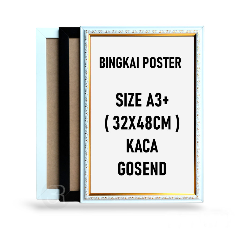 Bingkai Figura Poster Kaca A3+ 32 x 48 CM Putih Hitam