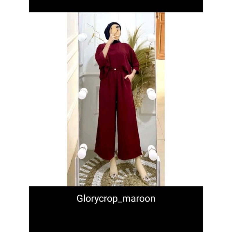 One Set Crop Top Crinkle || Setelan Wanita Crinkle Merah || Setelan Wanita Terharu || Setelan Bestse