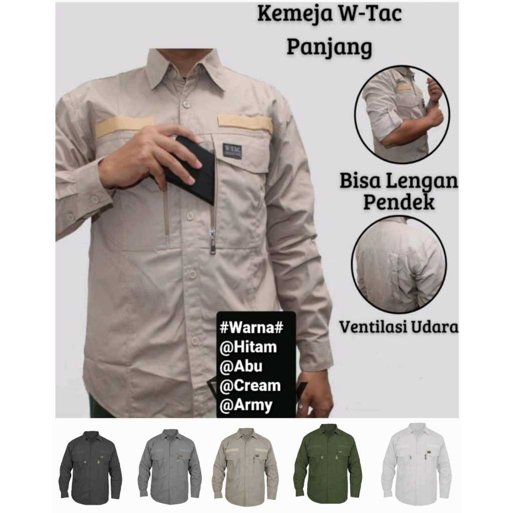 Baju Kemeja Outdoor Tactical Lengan Panjang W Tac/W.Tac/W-Tac bahan Ripstop Tornado