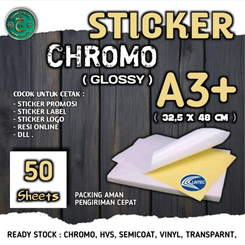 

STICKER CHROMO ( GLOSSY ) A3+ UKURAN ( 32,5 X 48 CM )