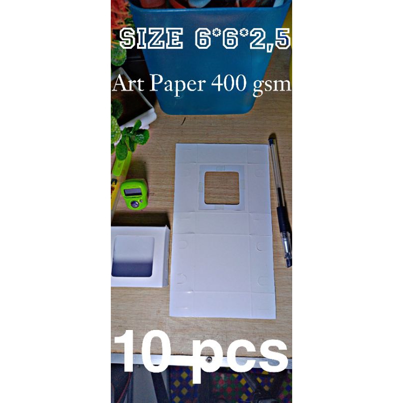 

box souvenir / paper box 6*6*2,5 box mika dus bros packing tasbih *Art Paper 400 gsm* ( 10 pcs )