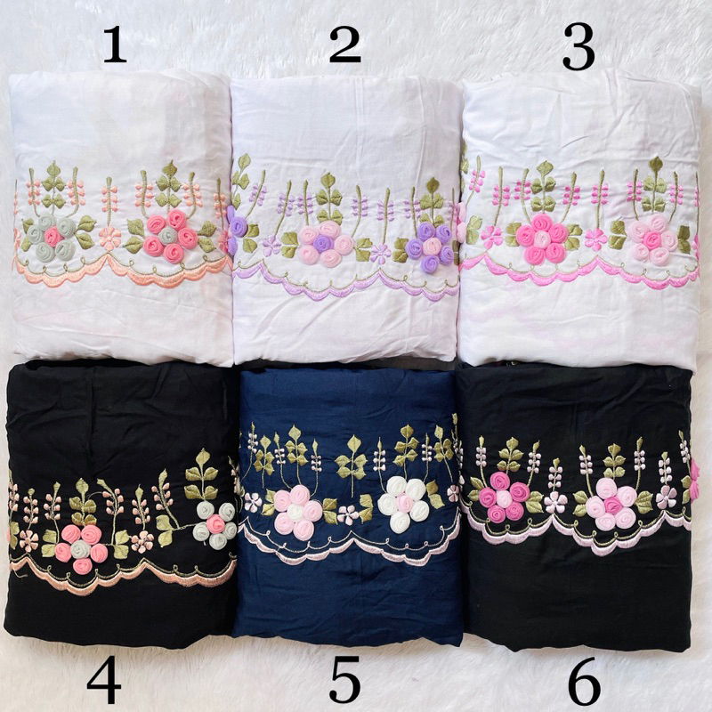 MUKENA BORDIR TILE TERUSAN LAJURAN KALUNG DEWASA RAYON