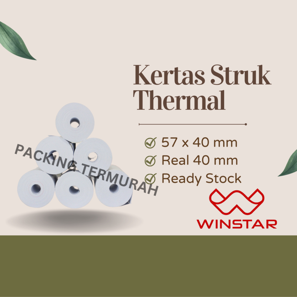 

Kertas Struk Thermal Uk. 57x40 per Roll Coreless