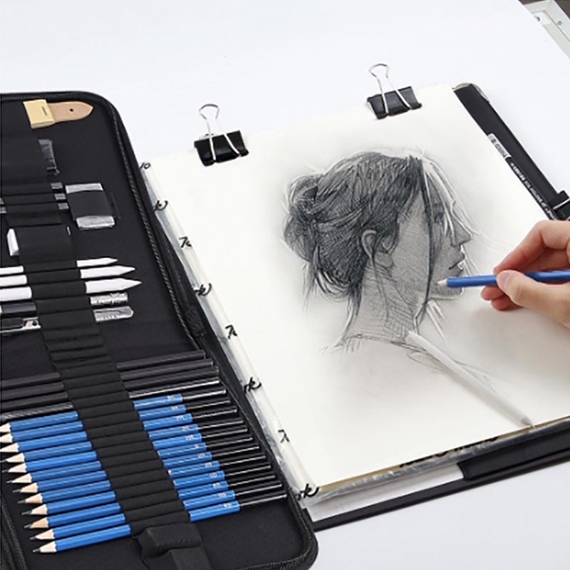 33PCS/Set Sketch Pensil Pisau Penghapus dan Pensil Gambar untuk Keperluan Sekolah Pencil Drawing Set Sketsa dan Lukisan Set