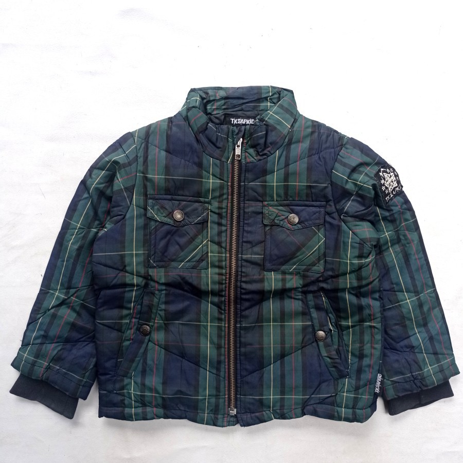 jaket anak tkspakid padded plaid casual windbreaker