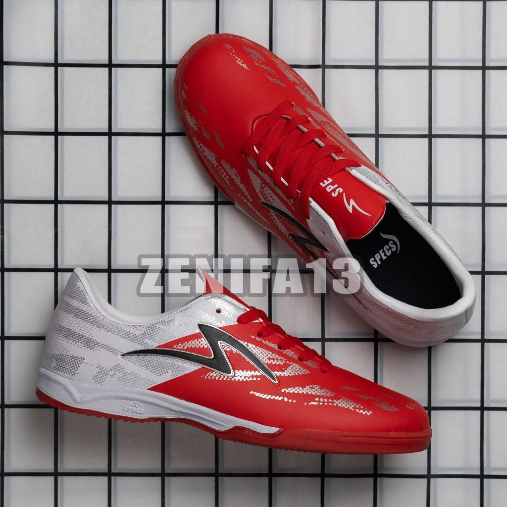 Paket Komplit Sepatu Futsal Specs Alpha Merah size 38-44