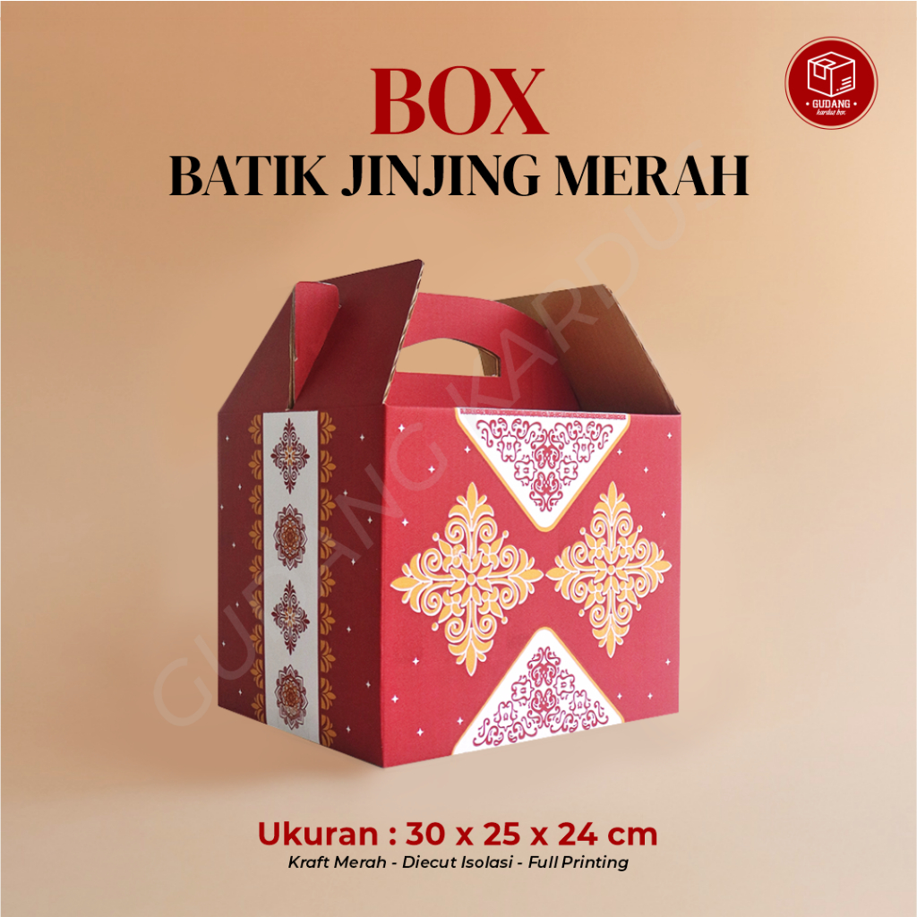 

Box Jinjing Parcel Batik MERAH - 30 x 25 x 24 cm parcel/hampersbox/kotgakparcel/pindahan/àrcelbox/kotakbatal/kotakidulfitri/packing/karton