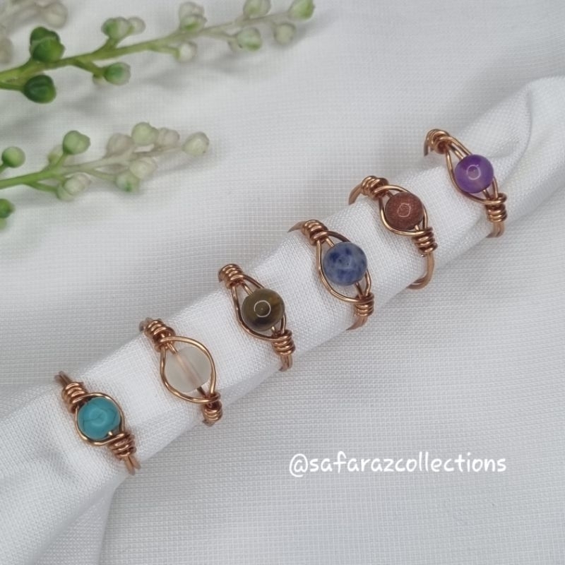Cincin Batu Alam Kawat Tembaga / Wire Ring Stone