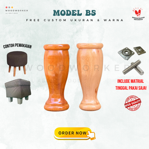 Woodworker Kaki Kursi Sofa & Dipan 15cm Buffet Kayu Mahoni Free Baut Siap Pakai