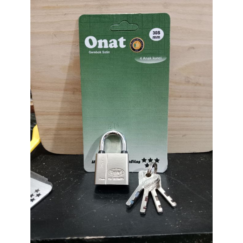 Gembok Rumah Dan Pagar Onat Stainless UK 30 mm 4 Anak Kunci