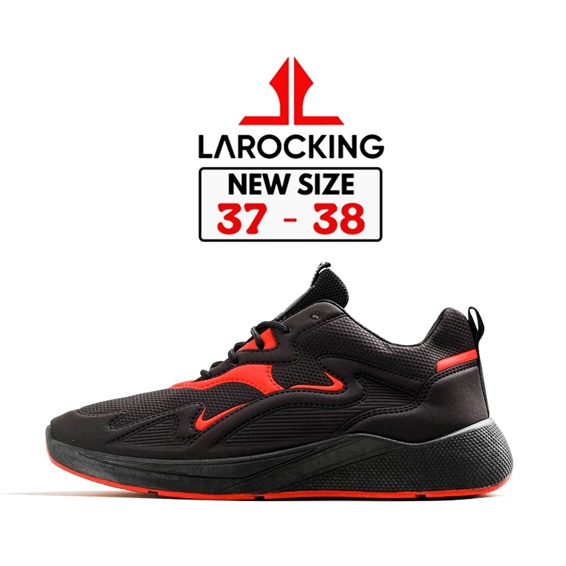 COD Promo Terbaru Larocking - Artemis Hitam Merah | Sepatu Sneakers Pria