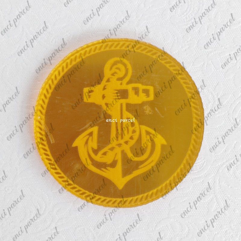 logo lingkaran jangkar rantai miniatur dekorasi hiasan mahar akrilik gold silver hitam putih triplek