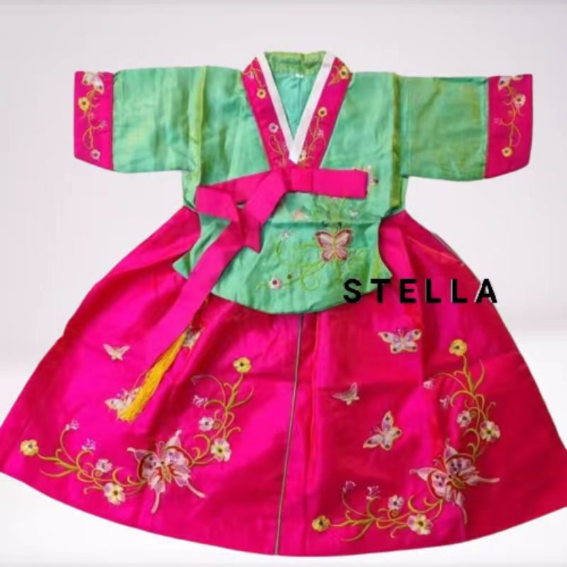 HANBOK Nabi Baju Tradisional Korea anak perempuan 10 tahun kebawah