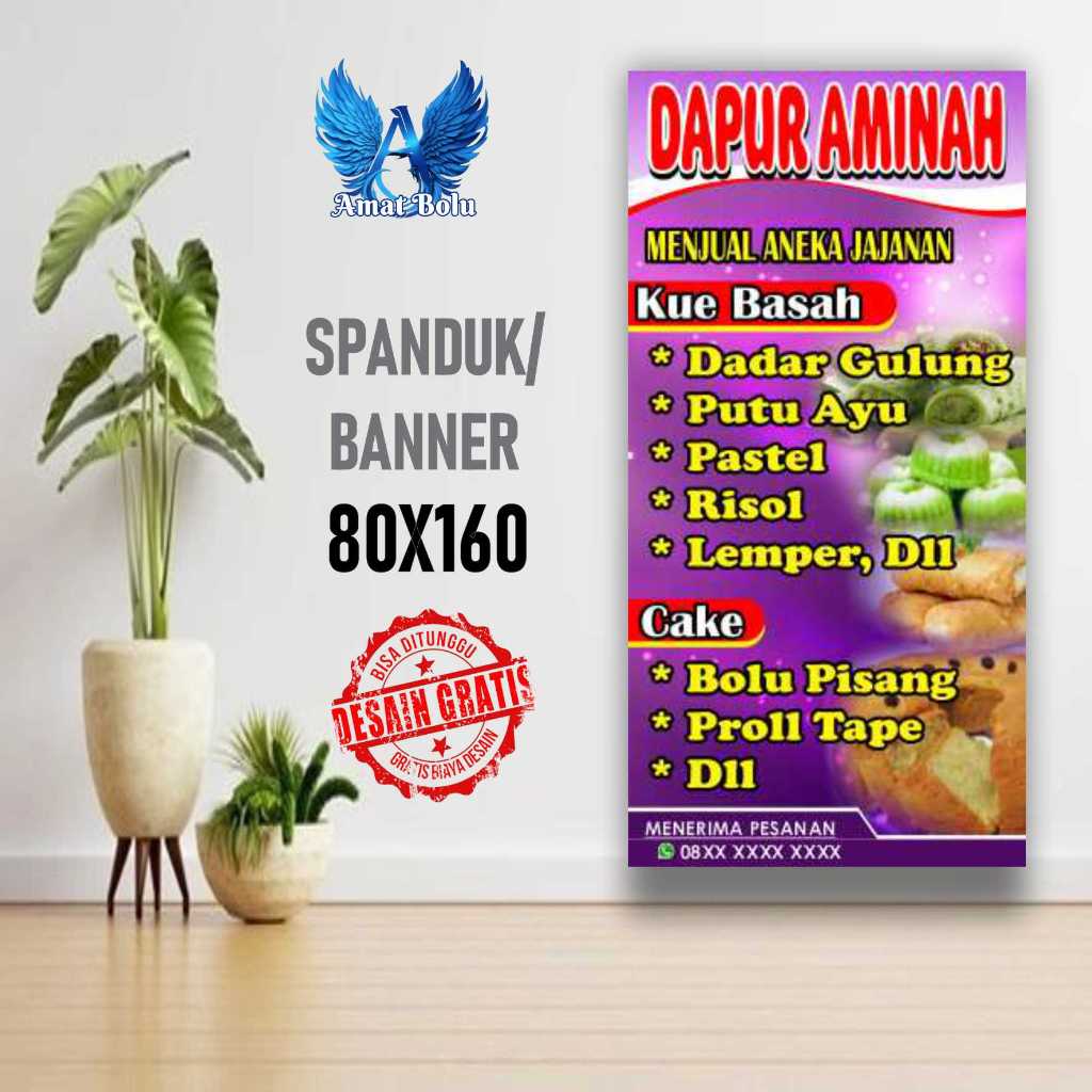 cetak spanduk banner WARUNG ACARA HAJATAN UKURAN 80X160 & 200X100 CM bisa requet ukuran dan desain